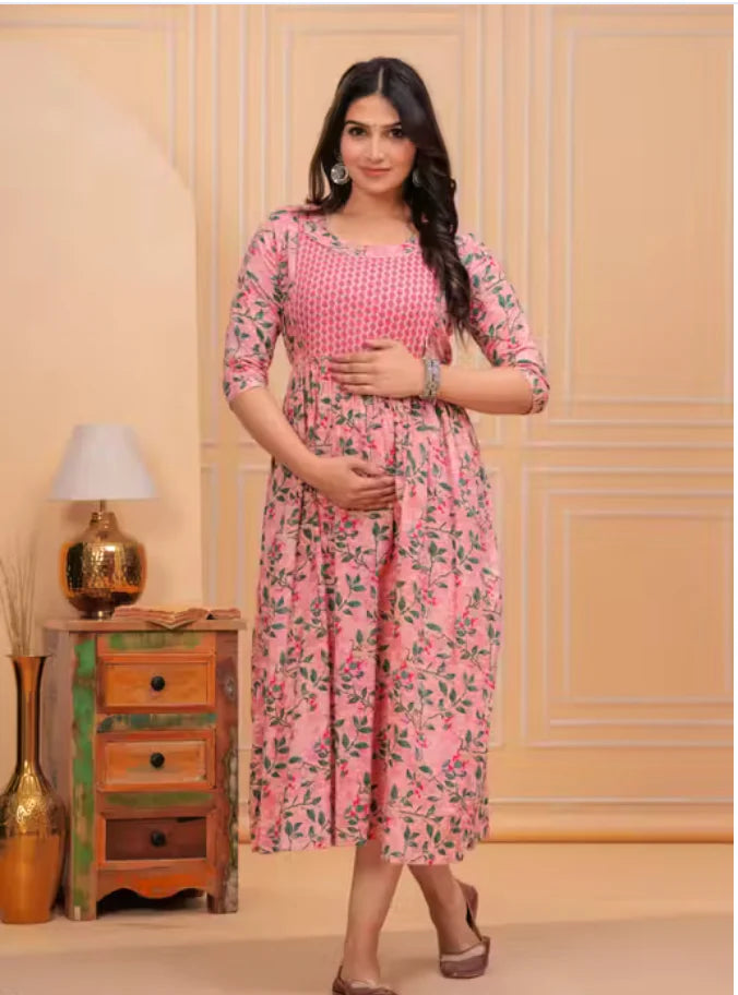 Floral Maternity & Feeding Night Suit