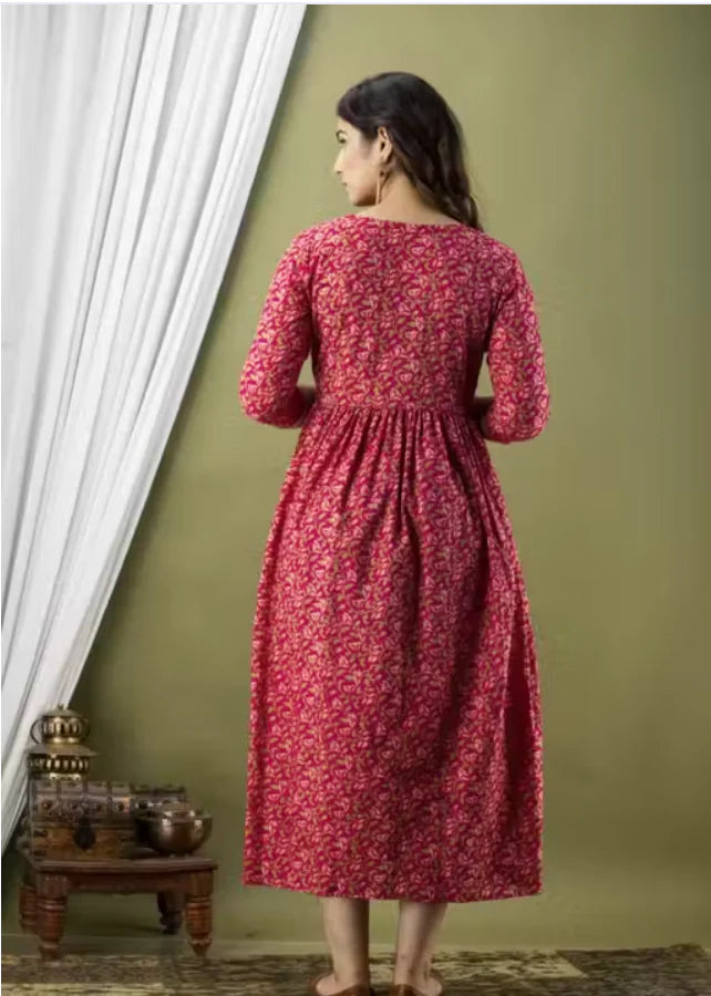 Floral Cotton Maternity & Feeding Gown