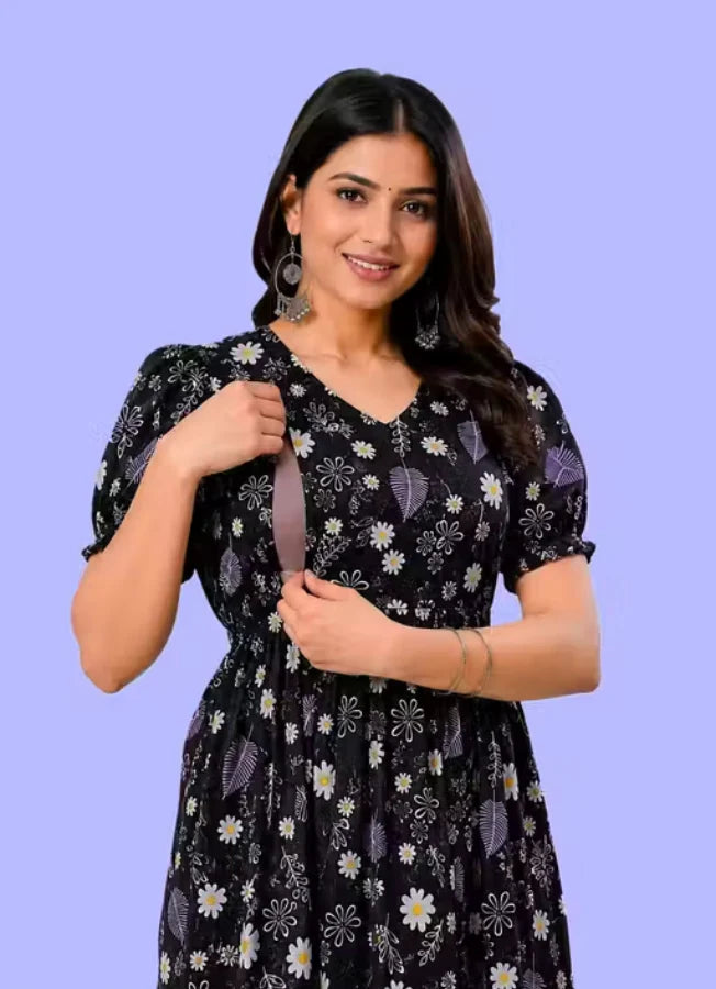 Premium Floral Maternity & Feeding Kurti