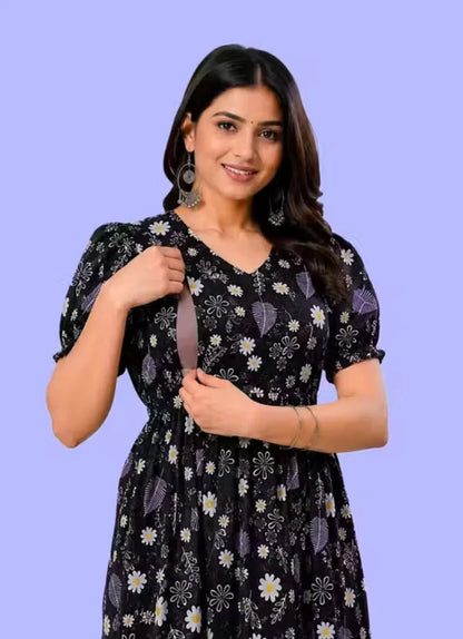 Premium Floral Maternity & Feeding Kurti